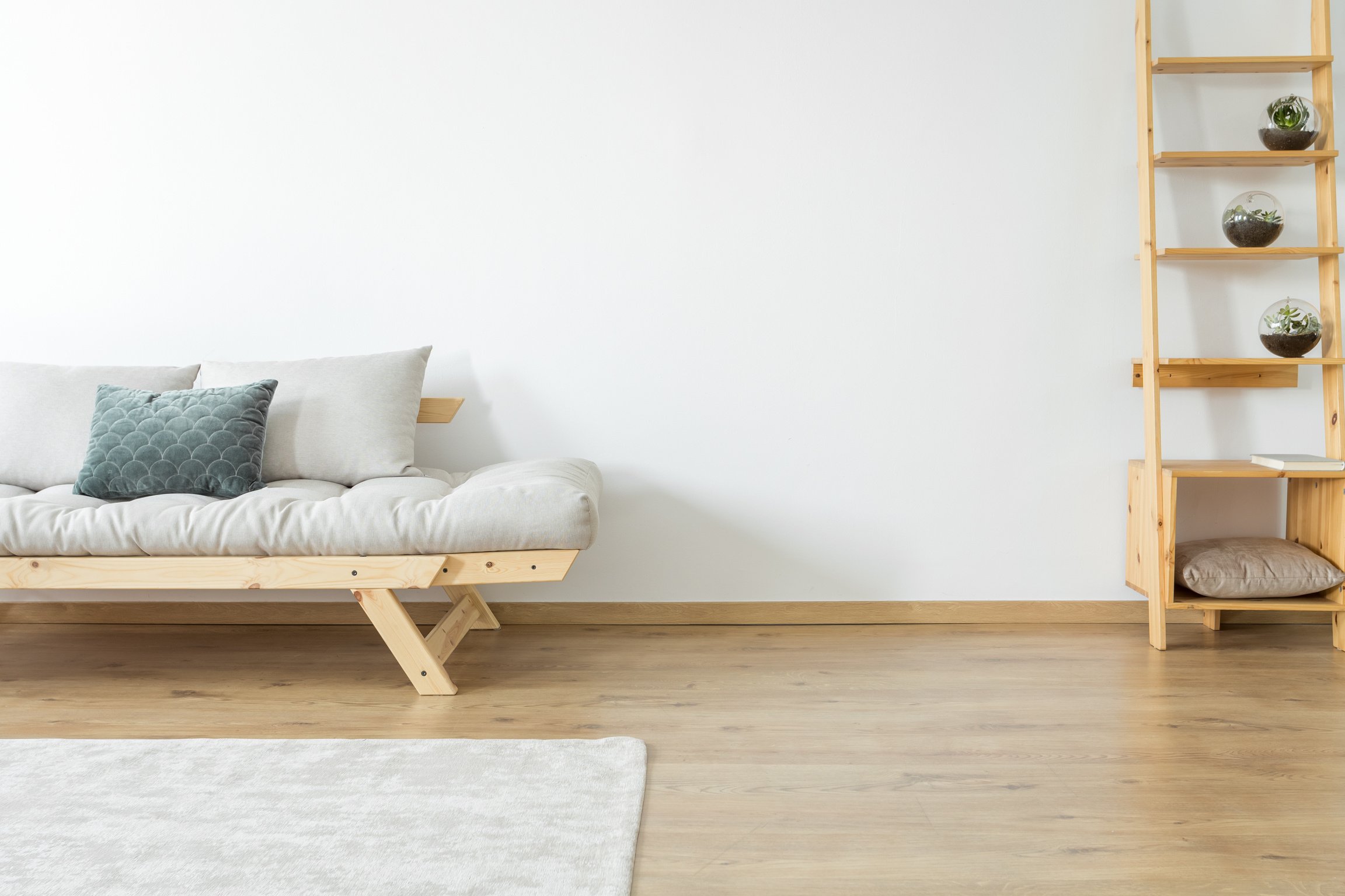 Settee in beige living room